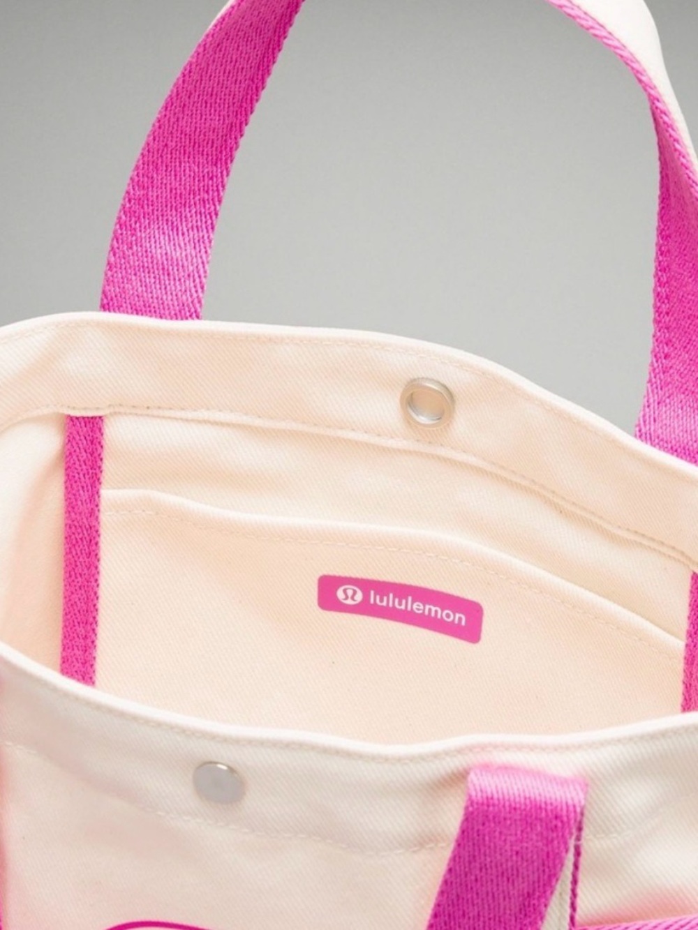 lululemon athletica Cream Canvas Tote with Pink Trim - Picture 2 of 2